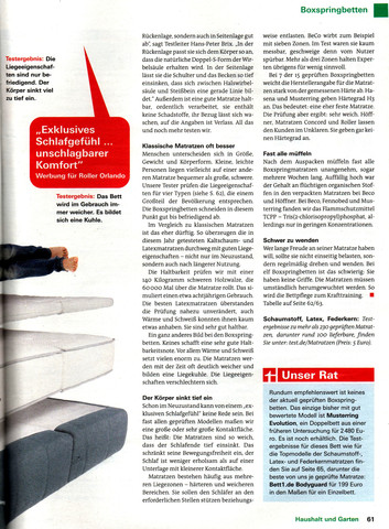 Stiftung Warentest 9/2016 - (Rückenschmerzen, Matratze)