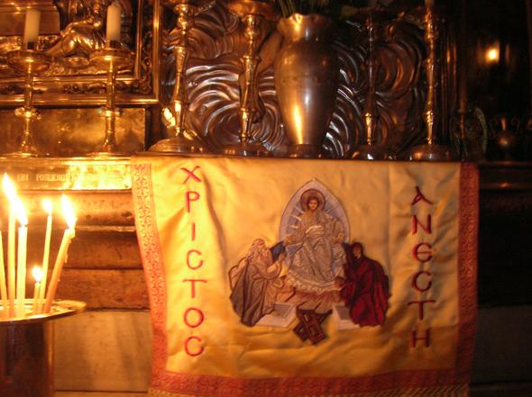 Im heiligen Grab in der Grabeskirche in Jerusalem - (Ostern, feiern, Fest)