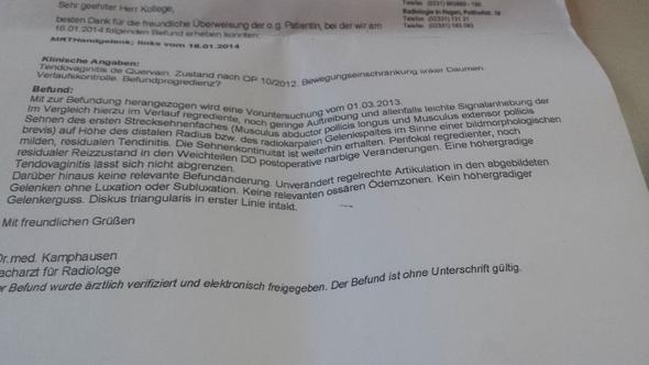 Zweites MRT Januar 2014 - (Hand, MRT, Befund)
