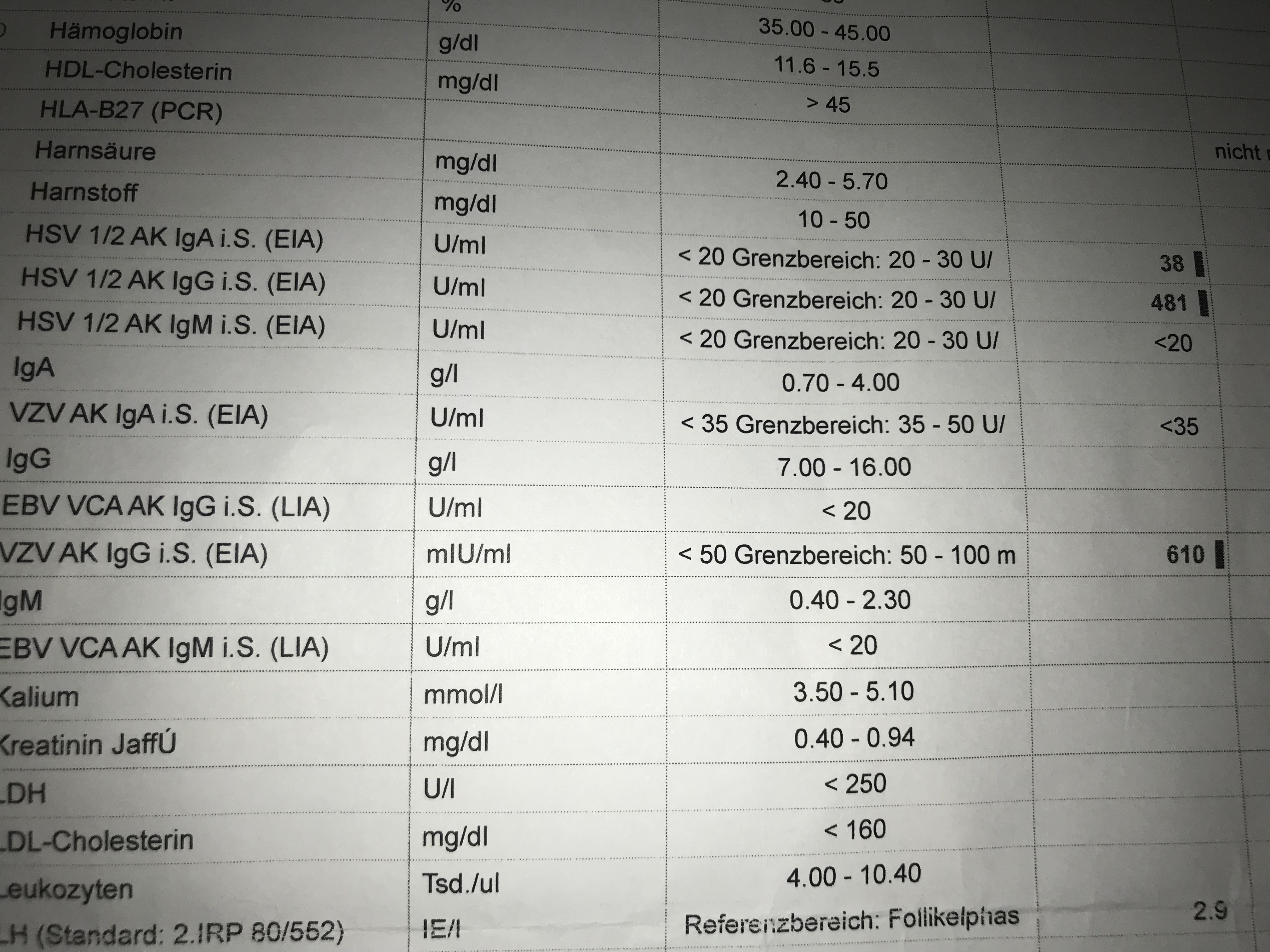 Herpes HSV IgG erhöht? (Blutwerte)