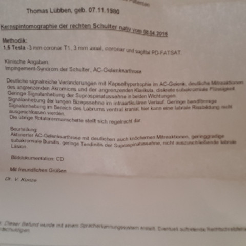 Bericht - (MRT Bericht, Auswertung von MRT-BERICHT)